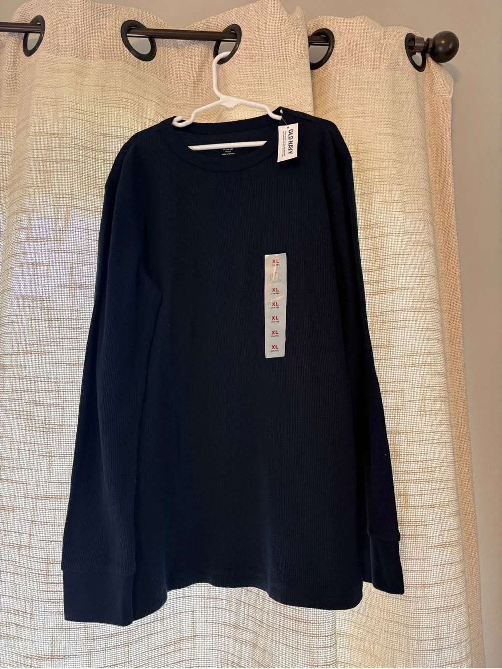 Old Navy navy blue long sleeve waffle knit top